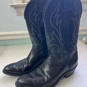 Laredo Black Cowboy Boots with Decorative Stitching 9.5D